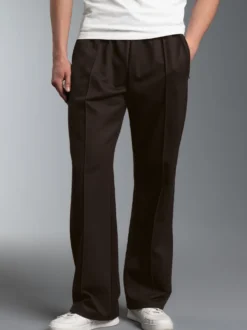 Freizeithose mit weitem Bein und Elastikbund Mocca
