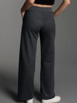 Freizeithose mit weitem Bein und hohem Bund Anthrazit-melange