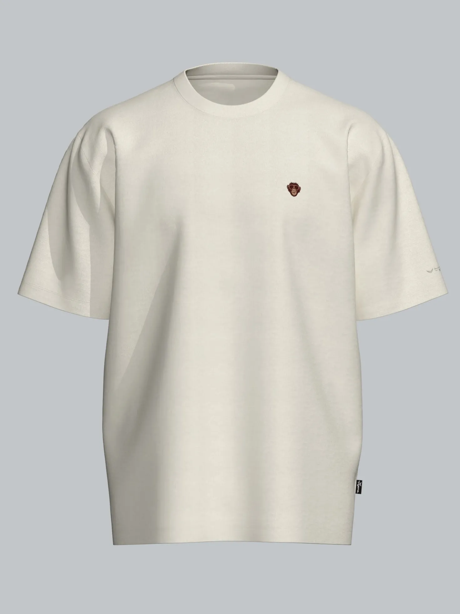 Heavy Oversized T-Shirt mit Affe Charly-Stickmotiv Natur