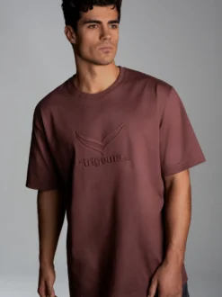 Heavy Oversized T-Shirt mit 3D-Motiv Kastanie