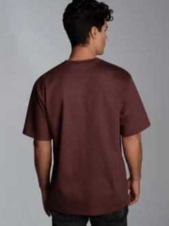 Heavy Oversized T-Shirt mit 3D-Motiv Kastanie