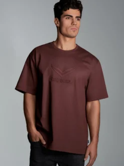 Heavy Oversized T-Shirt mit 3D-Motiv Kastanie