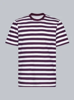 Heavy T-Shirt mit Ringelmuster Aubergine
