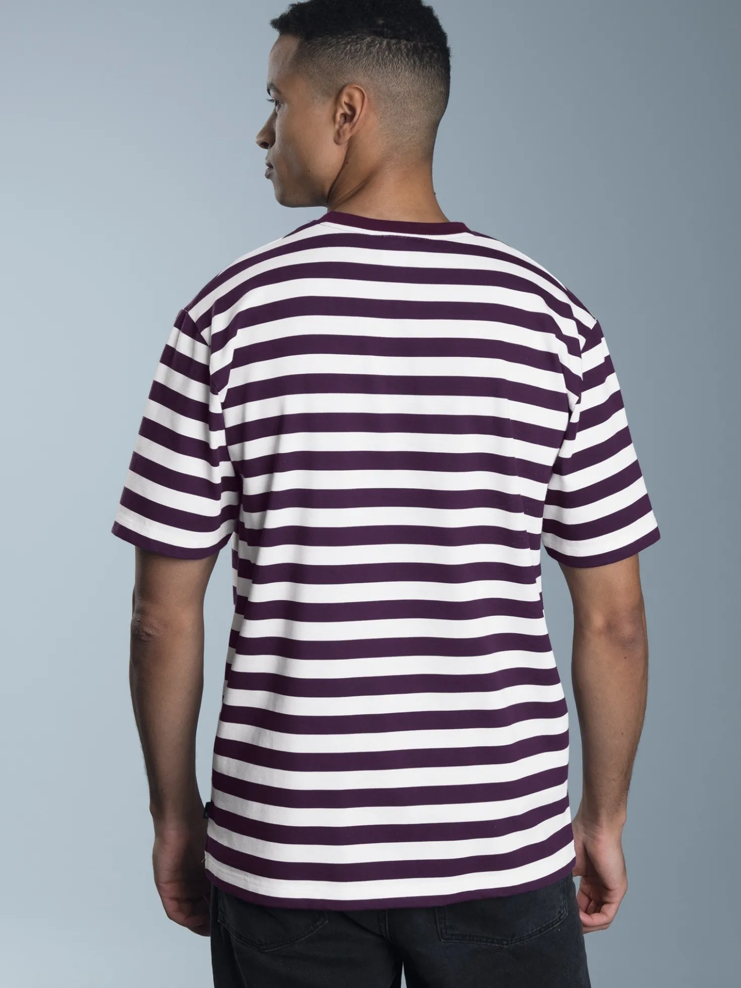 Heavy T-Shirt mit Ringelmuster Aubergine