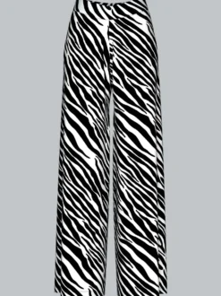 Hüfthose mit Allover-Zebramuster Weiss