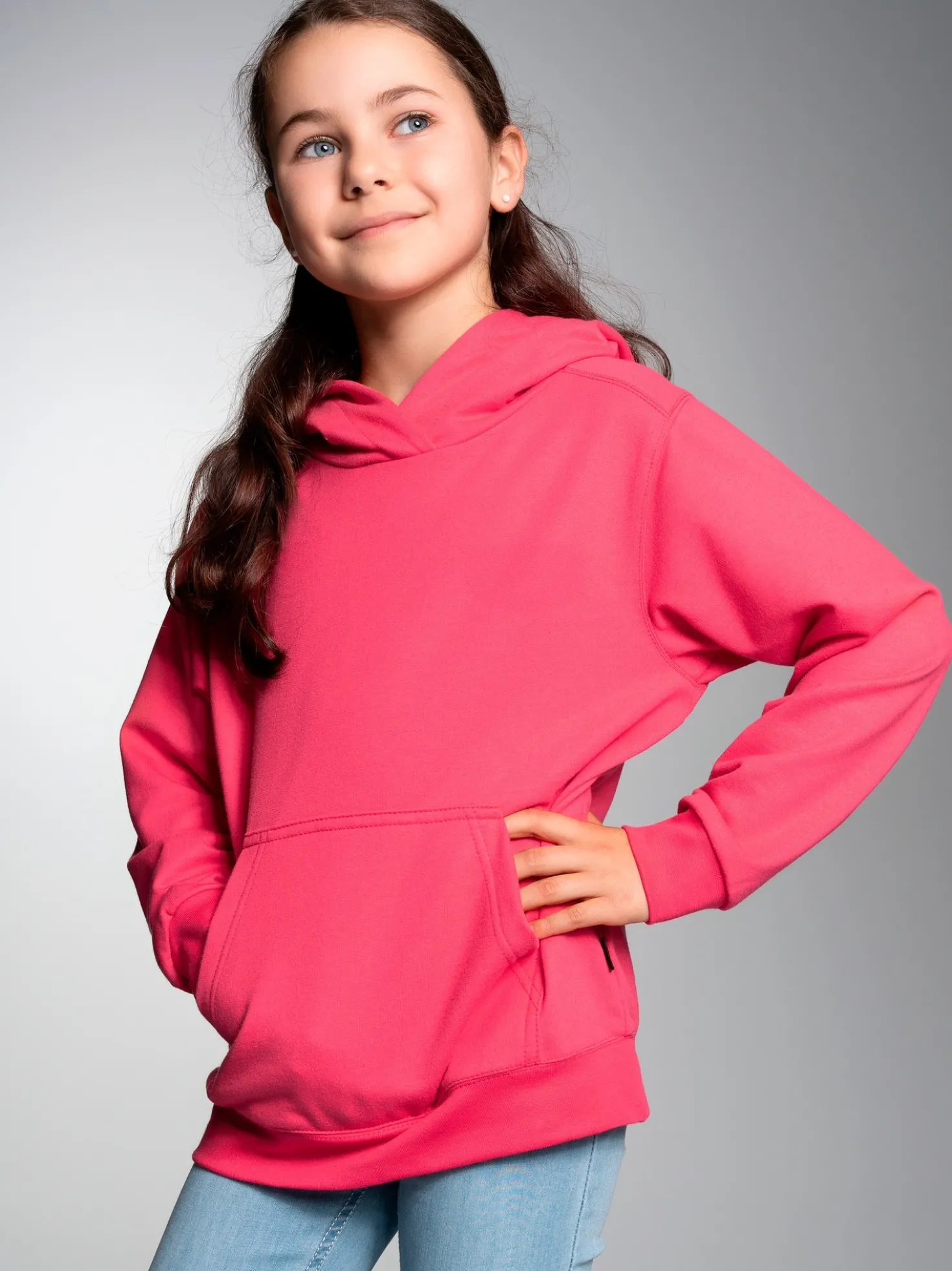 Hoodie in leichter Sweat-Qualität Koralle