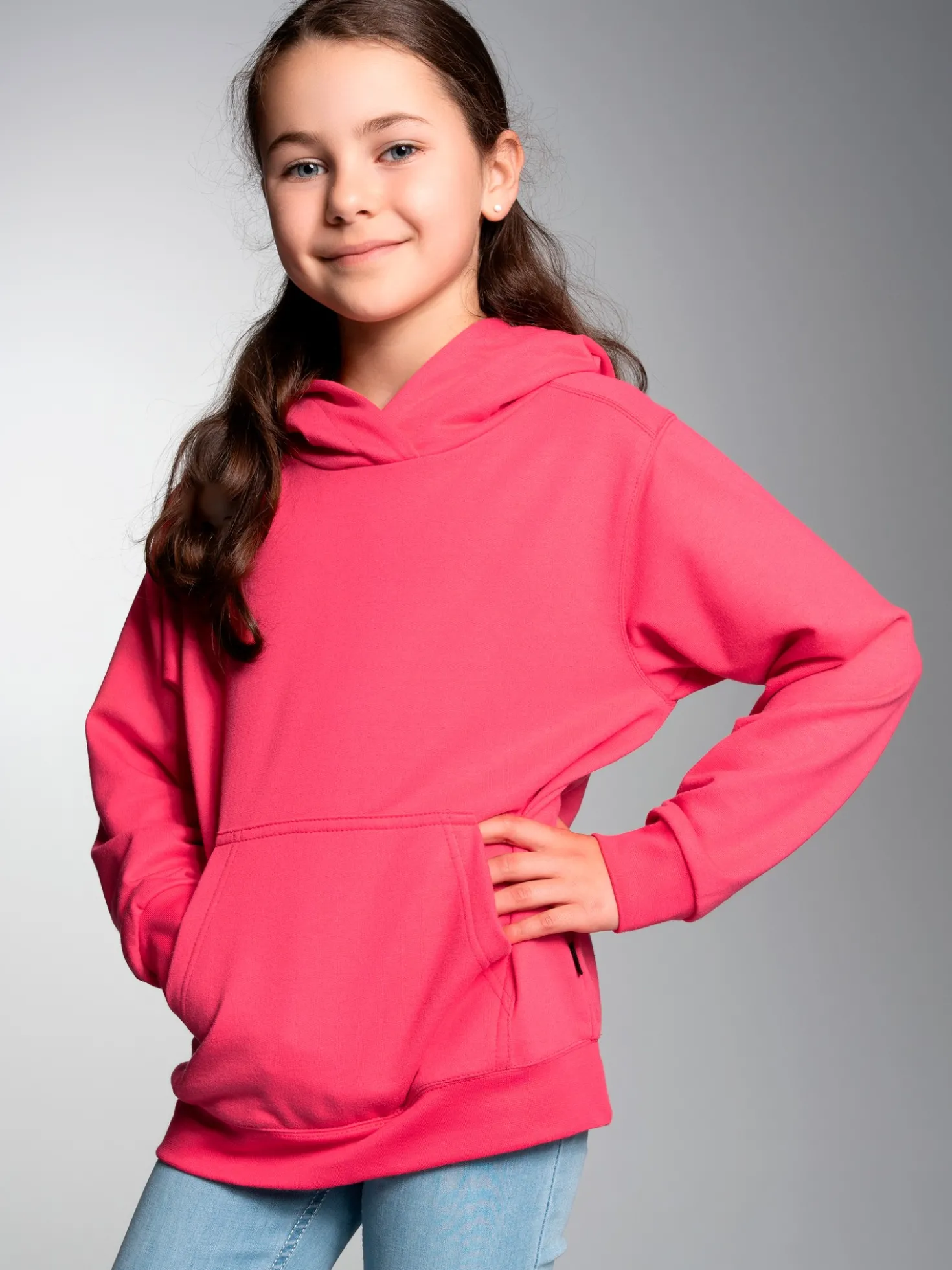 Hoodie in leichter Sweat-Qualität Koralle