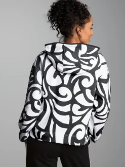 Hoodie mit abstraktem Allover-Print Weiss