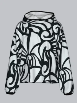 Hoodie mit abstraktem Allover-Print Weiss
