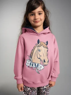 Hoodie mit großem Pferde-Printmotiv Lilie