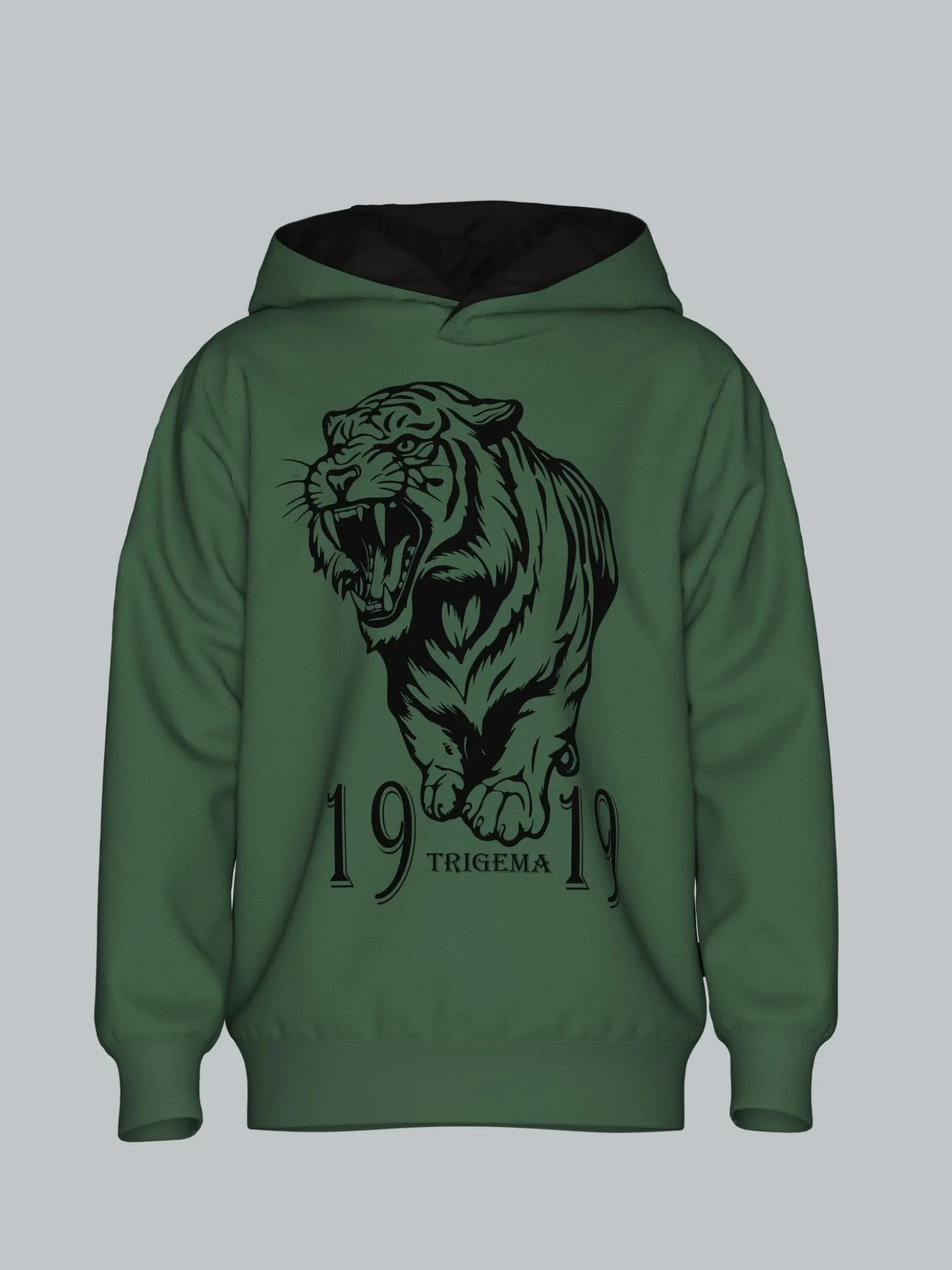 Hoodie mit großem Tiger-Printmotiv Efeu