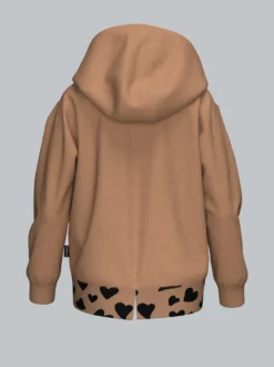 Hoodie mit Katzenmotiv und Herz Akzenten Haselnuss