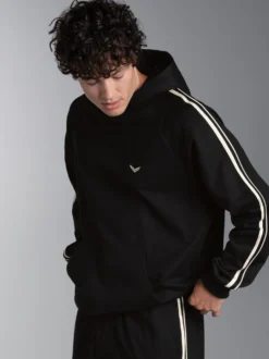 Hoodie mit Kontraststreifen Schwarz