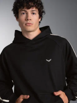 Hoodie mit Kontraststreifen Schwarz