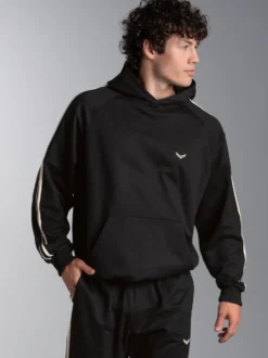 Hoodie mit Kontraststreifen Schwarz