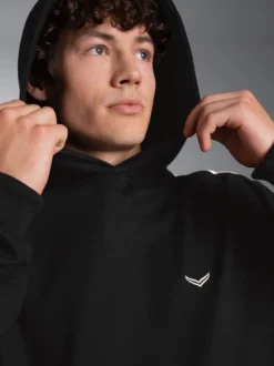 Hoodie mit Kontraststreifen Schwarz
