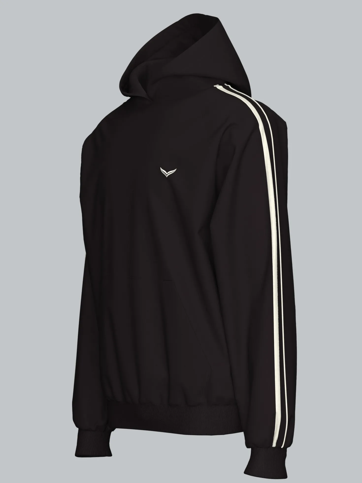 Hoodie mit Kontraststreifen Schwarz