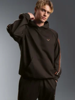 Hoodie mit Kontraststreifen Mocca
