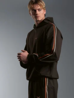 Hoodie mit Kontraststreifen Mocca
