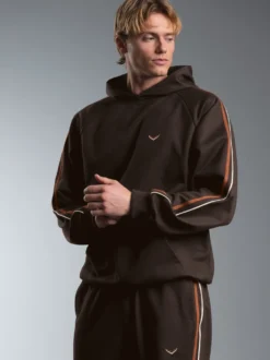 Hoodie mit Kontraststreifen Mocca