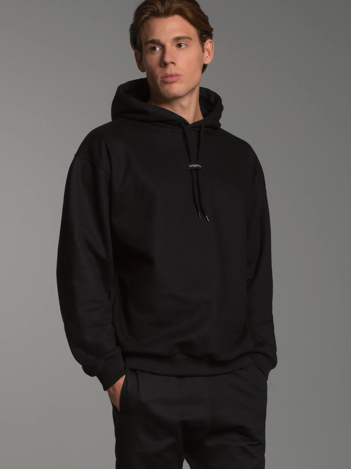 Hoodie mit modischem Logo-Weblabel Schwarz