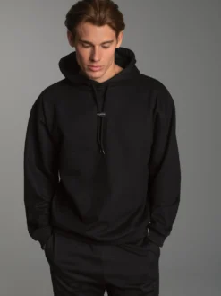 Hoodie mit modischem Logo-Weblabel Schwarz