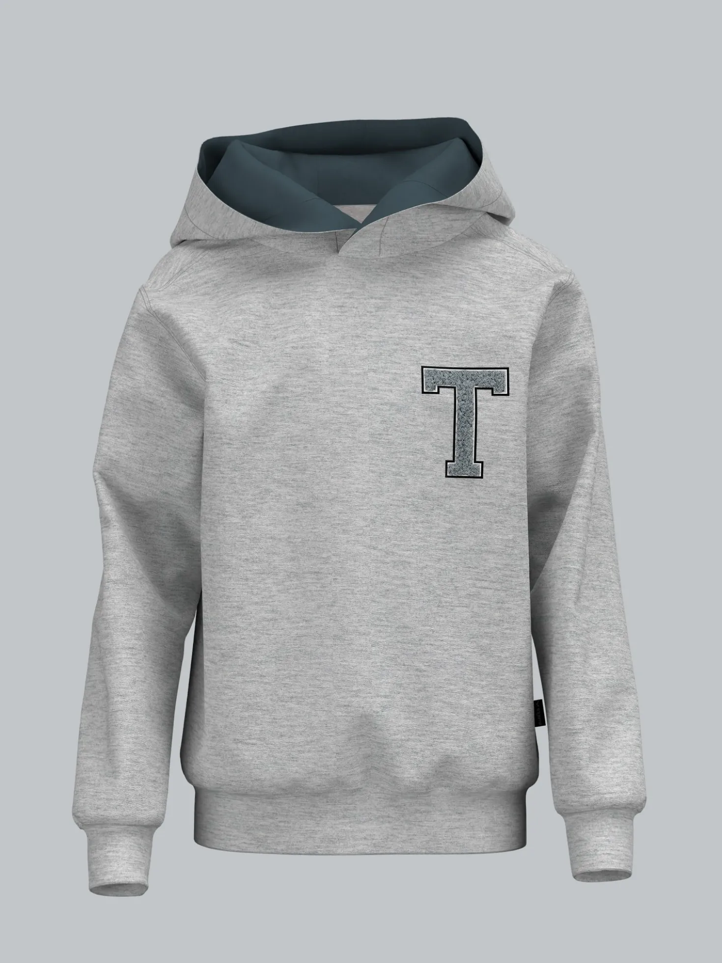 Hoodie mit trigema Moos-Patch Grau-melange