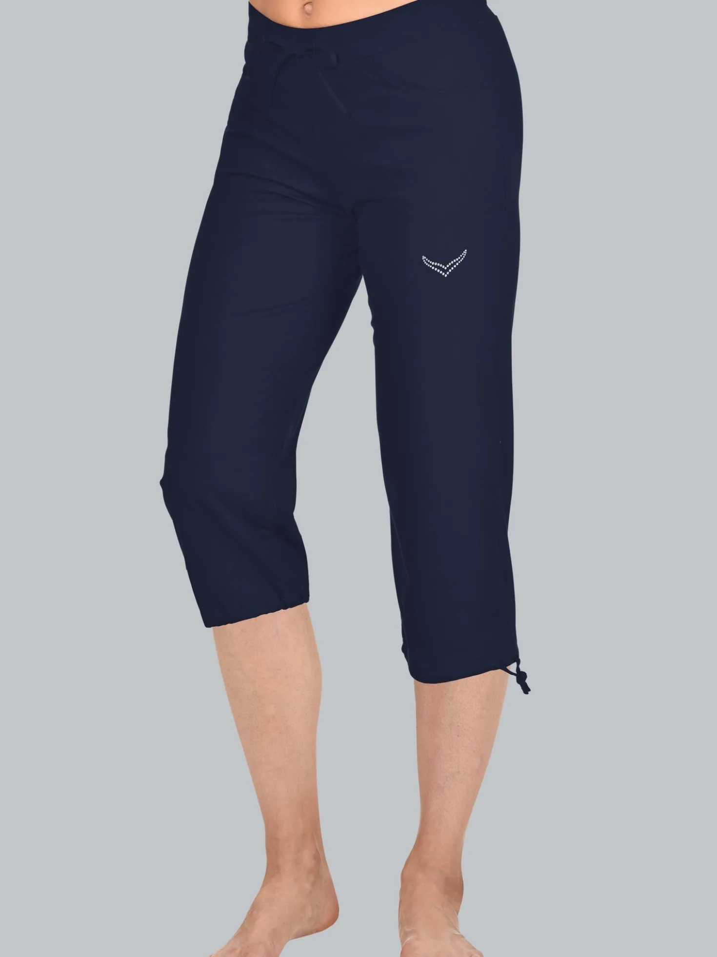 ¾ Hose mit Kristallsteinen Navy