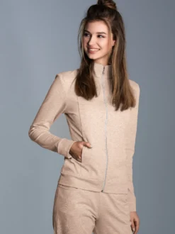 Jacke veredelt mit Kristallsteinen Sand-melange