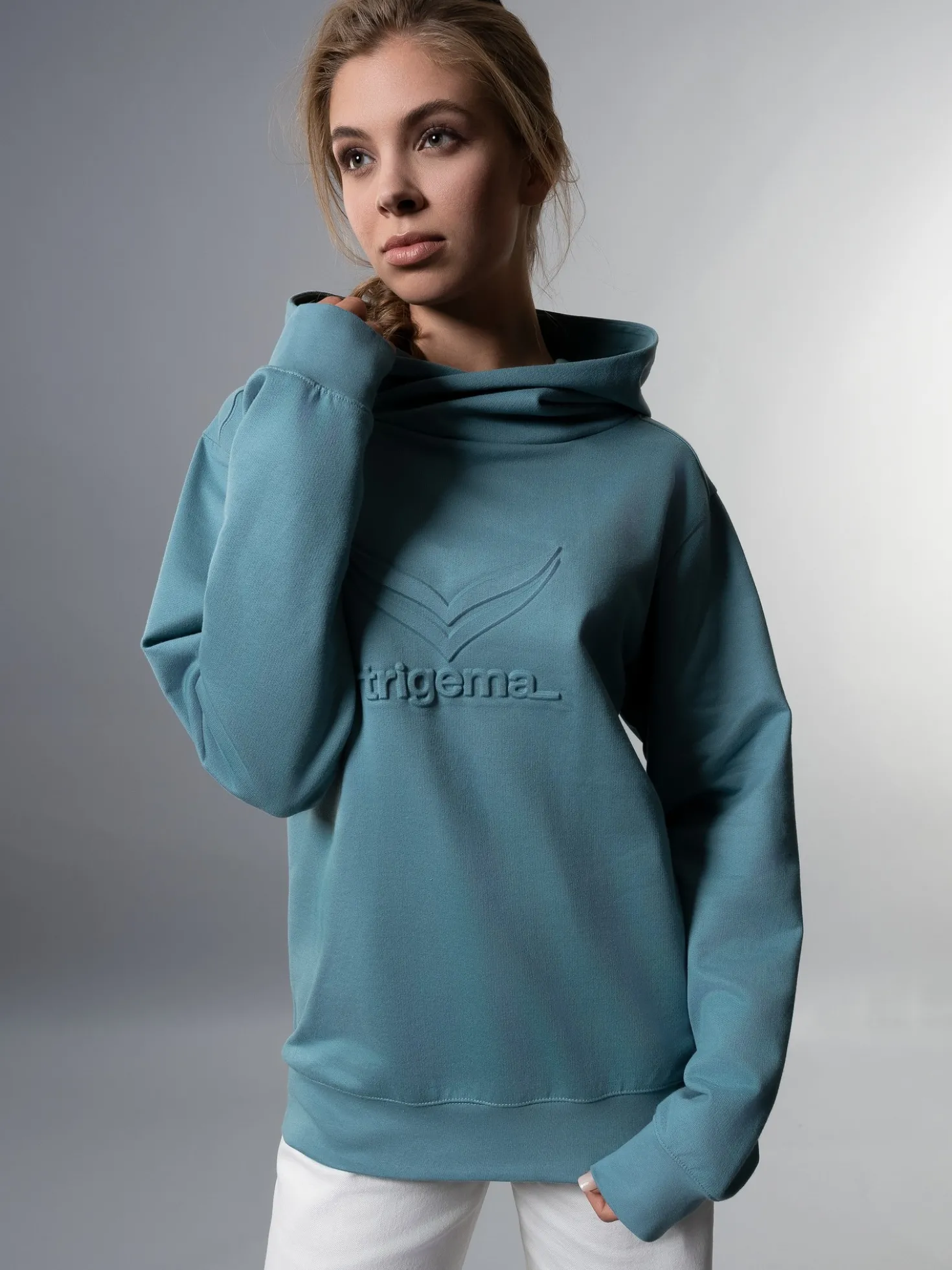 Kapuzenpullover mit großem 3D-Motiv Seegras