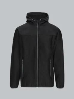 Klassische Softshell–Kapuzenjacke Schwarz