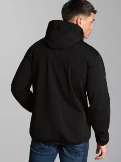 Klassische Softshell–Kapuzenjacke Schwarz