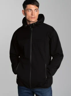 Klassische Softshell–Kapuzenjacke Schwarz