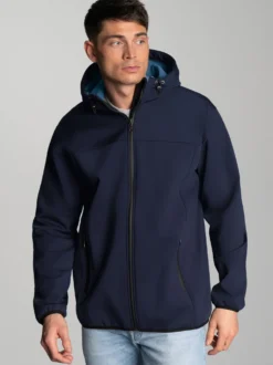 Klassische Softshell–Kapuzenjacke Navy