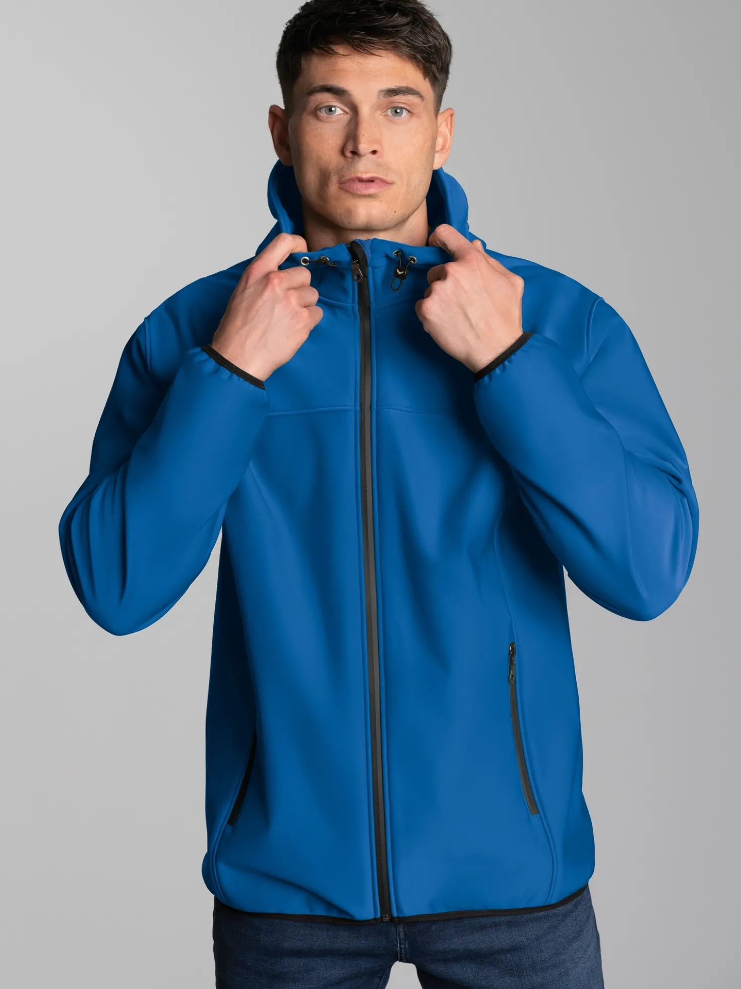 Klassische Softshell–Kapuzenjacke Electric-blue