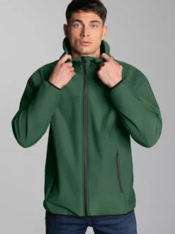 Klassische Softshell–Kapuzenjacke Efeu