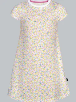 Kleid mit Allover Blumen-Print Weiss
