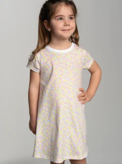 Kleid mit Allover Blumen-Print Weiss