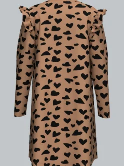 Kleid mit Rüschen und Herzmotiv Haselnuss