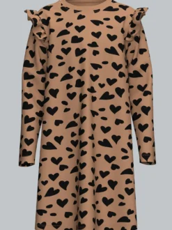 Kleid mit Rüschen und Herzmotiv Haselnuss