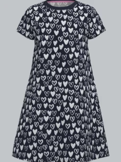 Kleid mit süßen Herz Motiven Navy