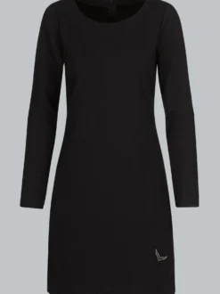 Knielanges Kleid mit langen Ärmeln Schwarz