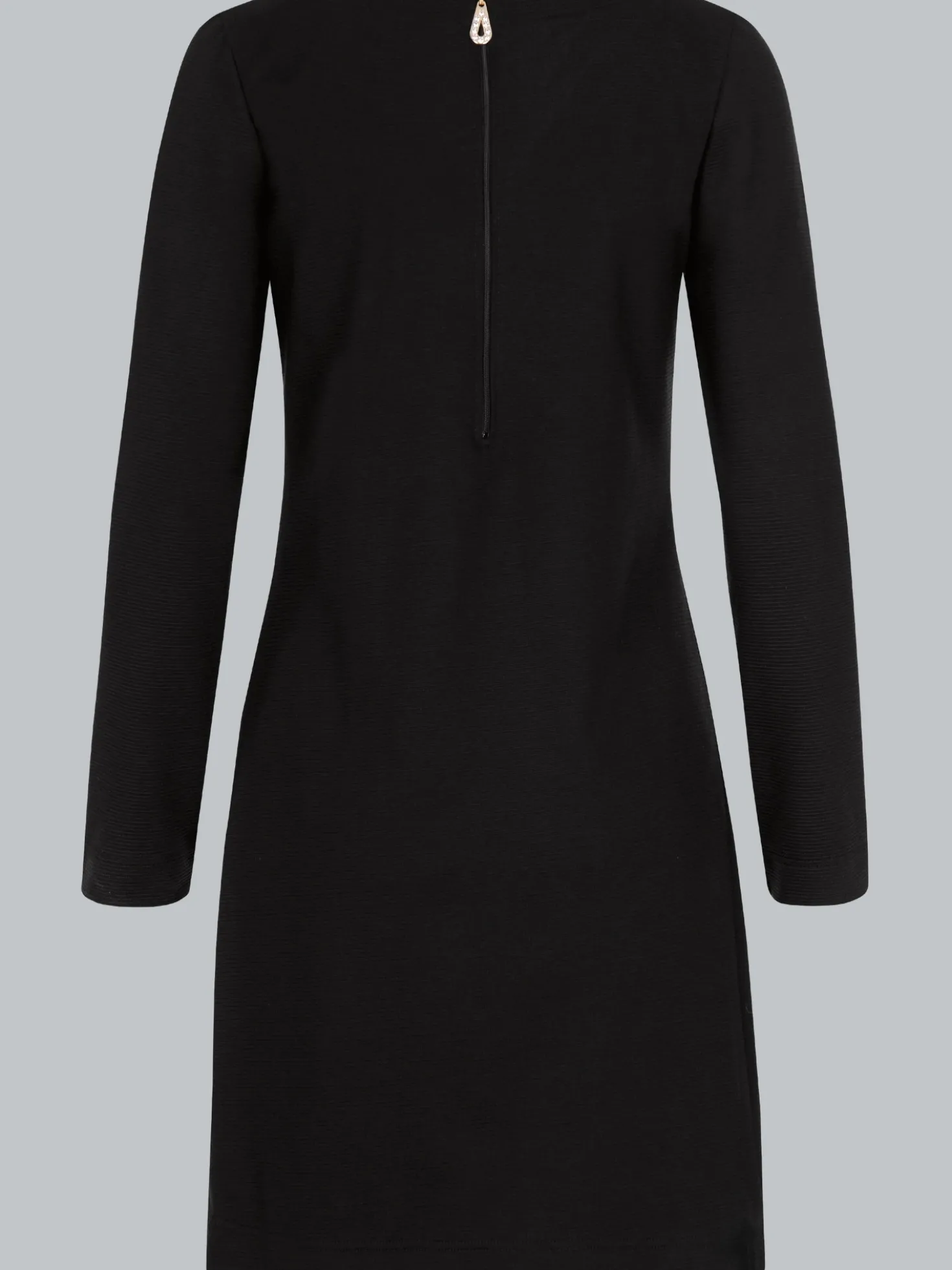 Knielanges Kleid mit langen Ärmeln Schwarz