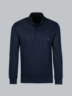 Langarm Polo aus Sweat-Qualität Navy