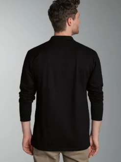 Langarm Poloshirt mit Armbündchen Schwarz