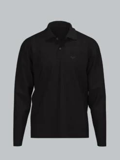 Langarm Poloshirt mit Armbündchen Schwarz