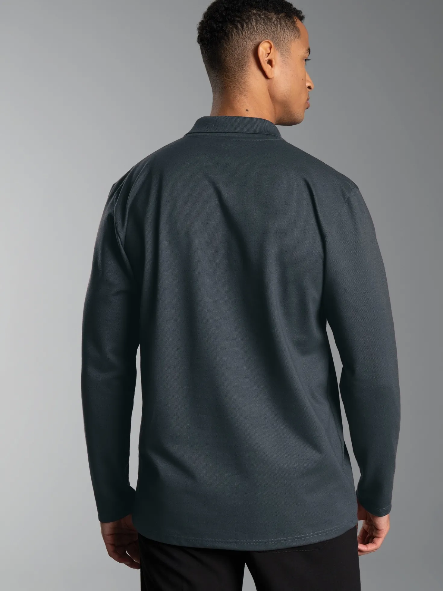 Langarm Poloshirt mit Armbündchen Anthrazit