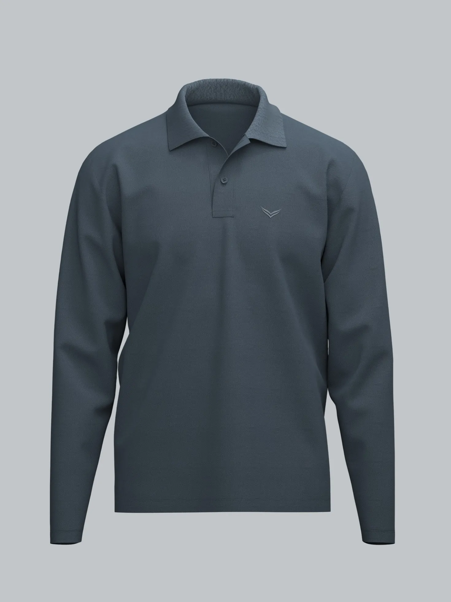 Langarm Poloshirt mit Armbündchen Anthrazit