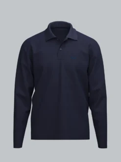 Langarm Poloshirt mit Armbündchen Navy