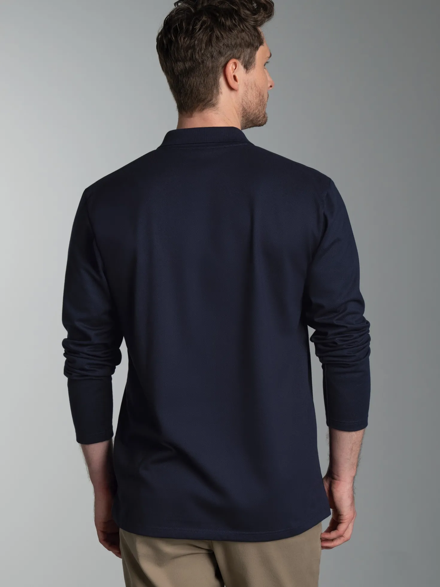 Langarm Poloshirt mit Armbündchen Navy
